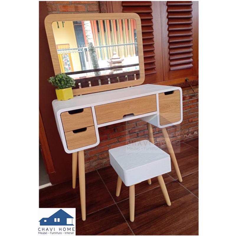 Jual Meja rias kaca kotak retro meja rias dresser dengan kursi lengkap ...