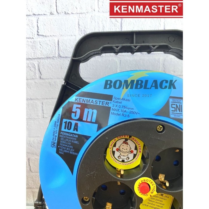 KENMASTER Kabel Rol 4 Lubang 5 Meter 5m Colokan Listrik Roll Gulung MURAH