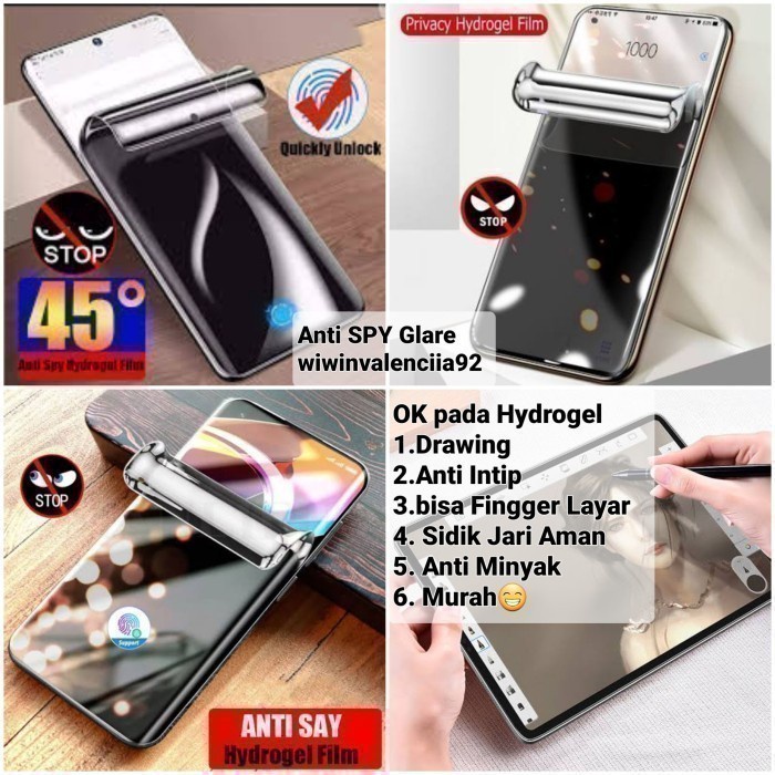 SAMSUNG M10 M20 M30 M30S ANTI GORES HYDROGEL SPY PRIVACY PLASTIK LENTUR JELL DEPAN HITAM GELAP SCREEN GUARD FULL COVER PELINDUNG LAYAR