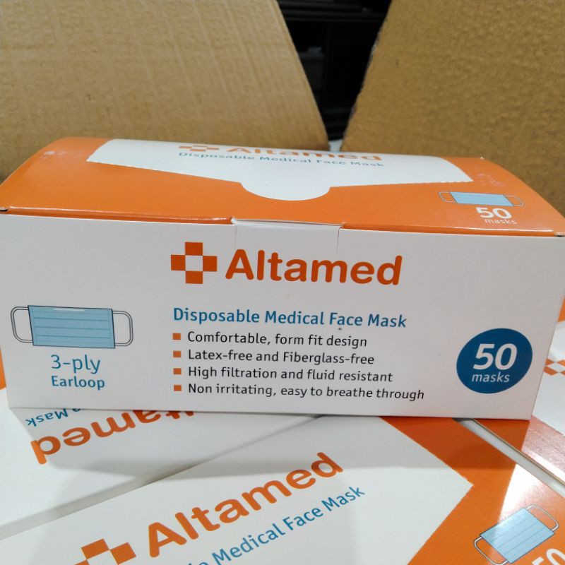 Masker Medis Altamed 3 ply Earloop isi 50 pcs warna biru/hijau Dijamin Original