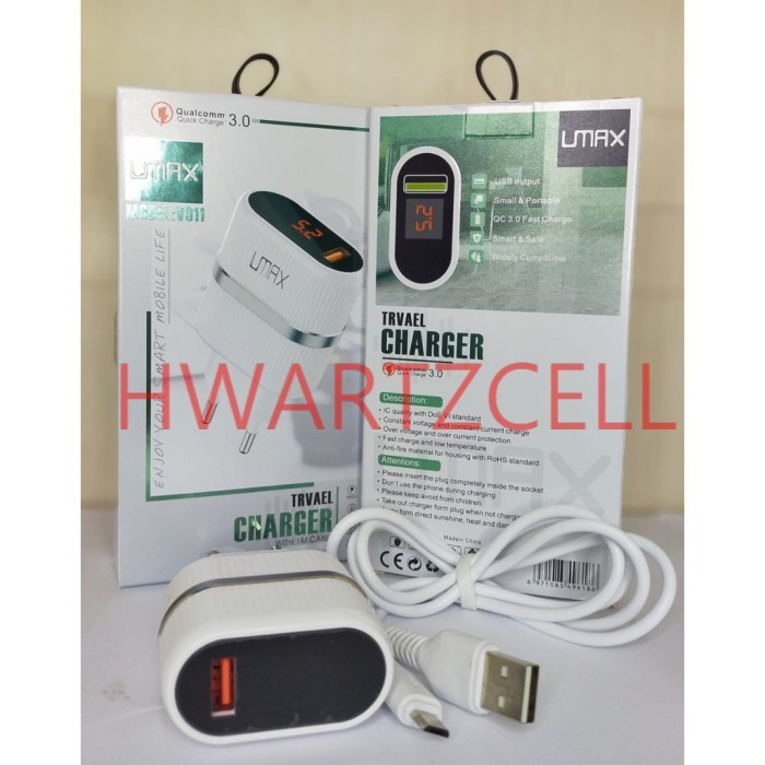 CHARGER TC UMAX DIGITAL LED LCD V011 3.0A FAST CHARGING + KABEL MICRO USB