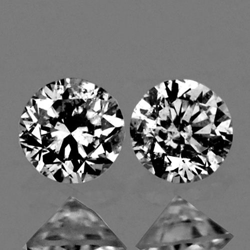 Untreated Matching Pair Round Diamond Cut 2.00mm 0.08Ct/2Pcs Natural Diamond D-F Color DD007