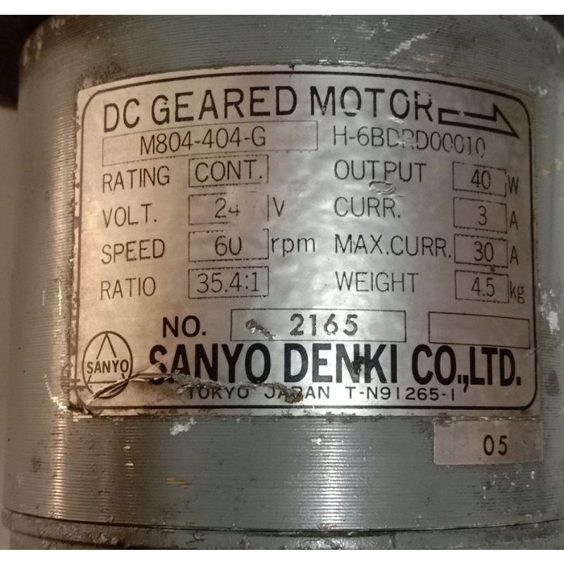 Dc Motor Gearbox 24V 40Watt Ratio 1 : 35.4 60Rpm