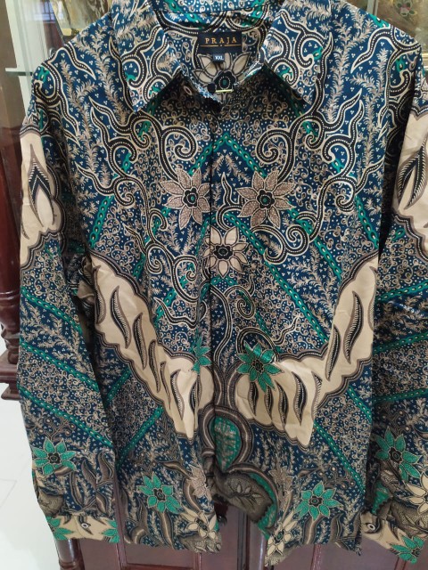 Praja Batik Trisakti - Kemeja Batik Pria Lengan Panjang Biru Hijau Reguler Fit