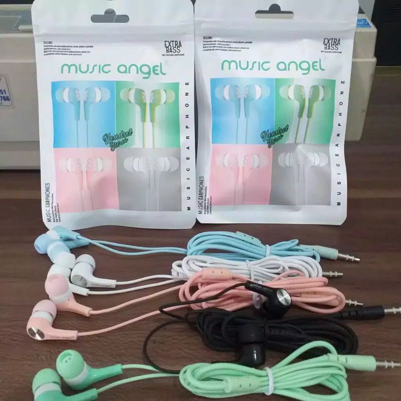 Headset Music Angel Macaron Original Warna Warni