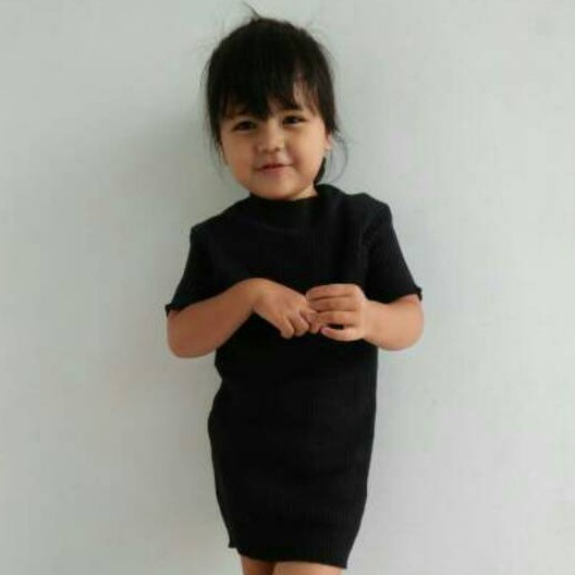 DRESS RAJUT ANAK PEREMPUAN 4-6th tangan pendek turtleNeck