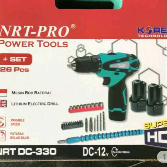 Bor baterai/codless drill merk NRT PRO 330HD