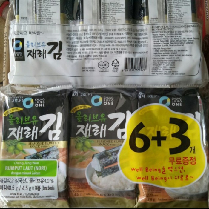 

10cscss 6+3 Rumput Laut | Nori / Seaweed | Olive Oil Korea | Chung Jung One Dscscv