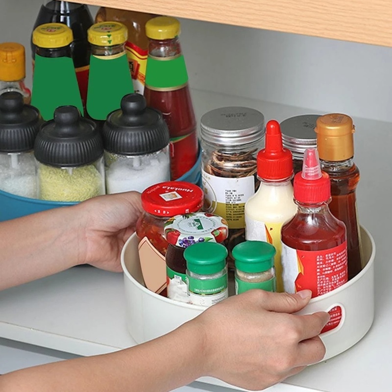 Nampan Penyimpanan Makanan Multifungsi Non slip Dapat Berputar 360 Derajat Untuk Kamar Mandi