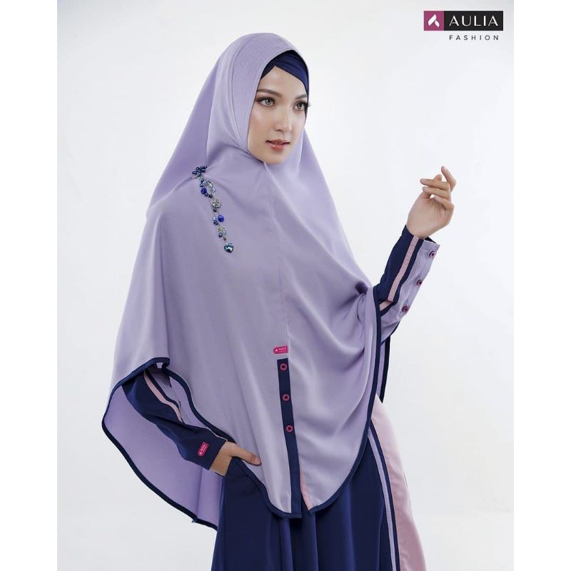 (Aulia) Set Gamis Emily Navy Lilac