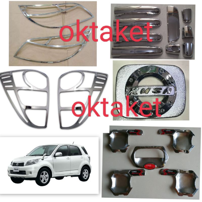 paket lengkap Rush Terios 2008-2011 Trd Sportivo Chrome garnish depan belakang outer handle tank chrome