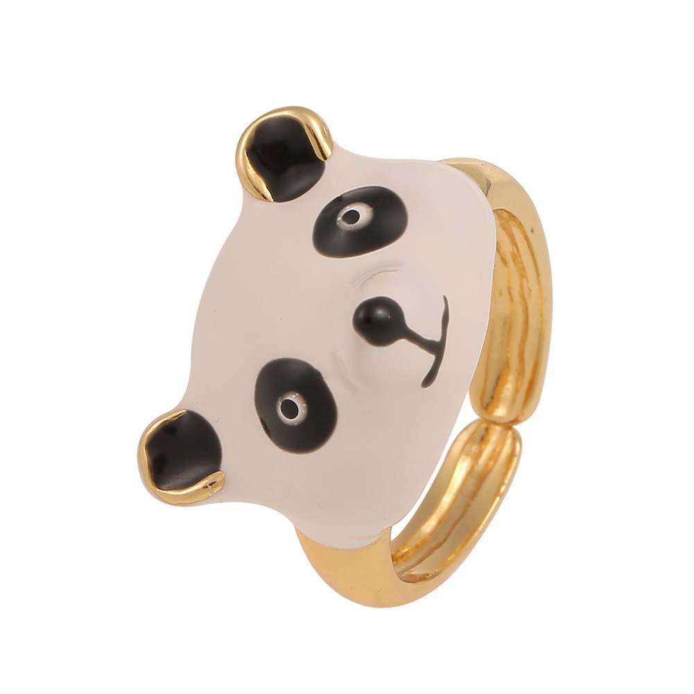 Minyak cincin menetes panda cincin kepribadian Geometri cincin khusus bunga desain kecil cincin wani