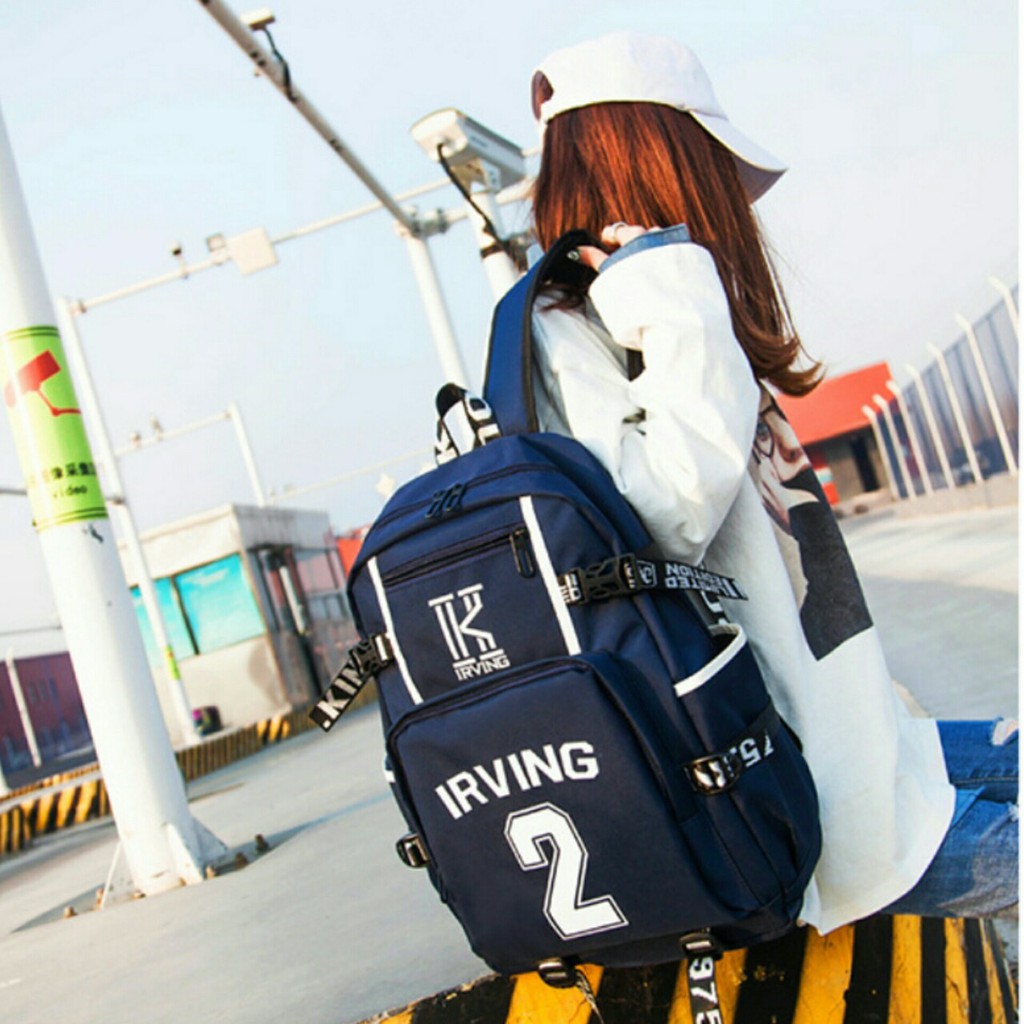 Tas Ransel Wanita Korean Kpop  Backpack Stylish Kanvas Tas Ransel Sekolah Hitan Dan Naviblue