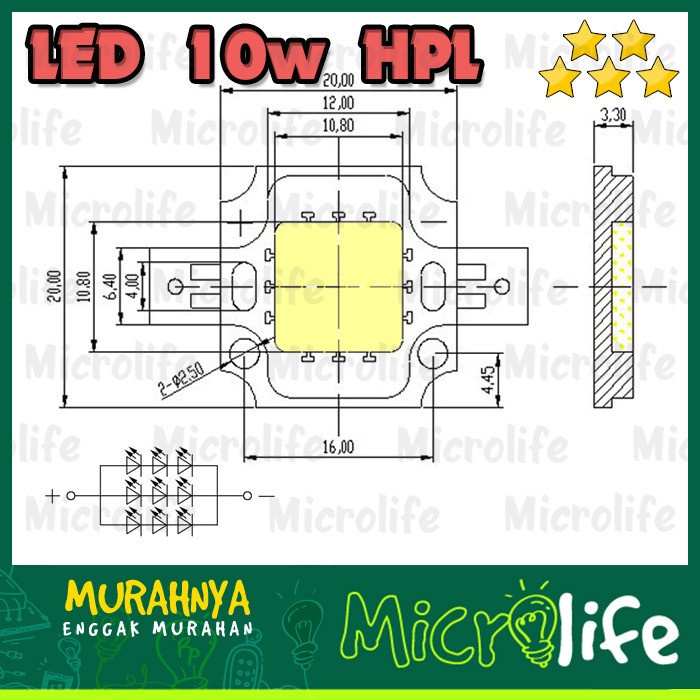 LED 10W HPL High Power LED 10 Watt Warna
