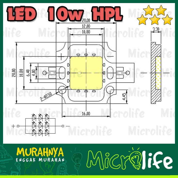 LED 10W HPL High Power LED 10 Watt Warna