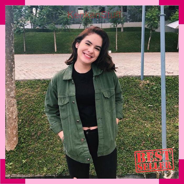 Oversize jaket hijau army - Hijau Tua