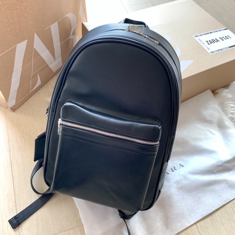 Zara Embossed Backpack Men Black