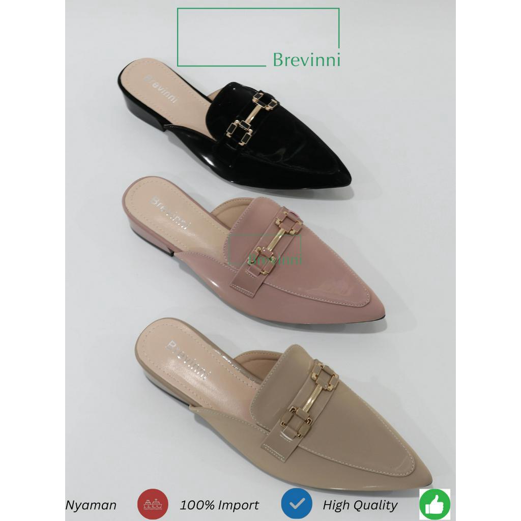 Brevinni Aliona Mules || Sepatu Mules Wanita Ujung Lancip Tapak Karet Anti Slip || mules shoes || mu