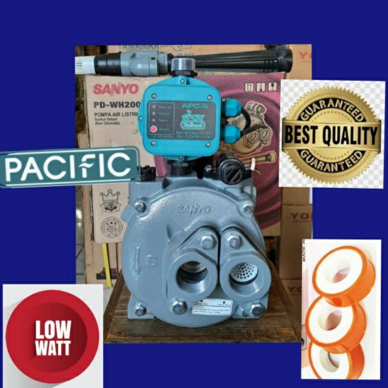 Garansi pompa air LOW Watt SANYO jet pump pdwh 200 watt automatic otomatis kedalaman 30 meter