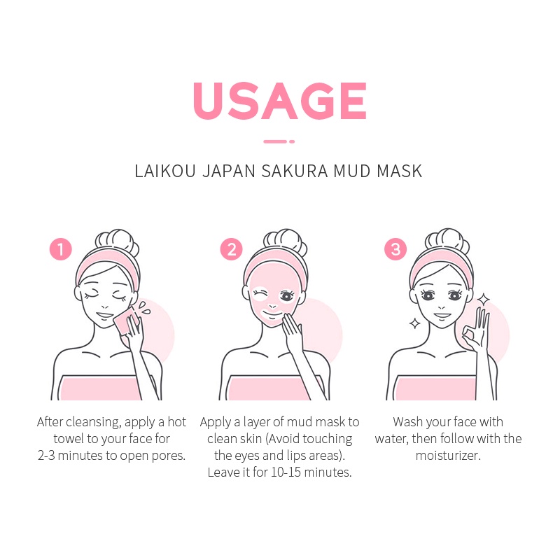 LAIKOU Sakura Mud Mask Membersihkan Pori-pori Menghilangkan Komedo Clay Mask Mencerahkan