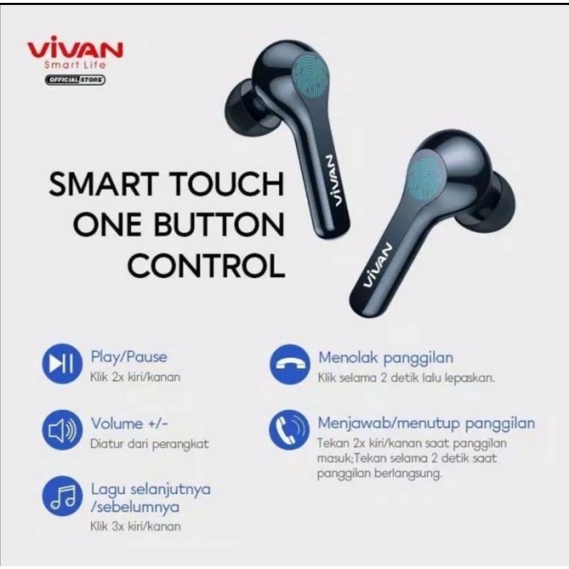 Vivan Wireless Bluetooth Headset Earphone TWS Liberty T200