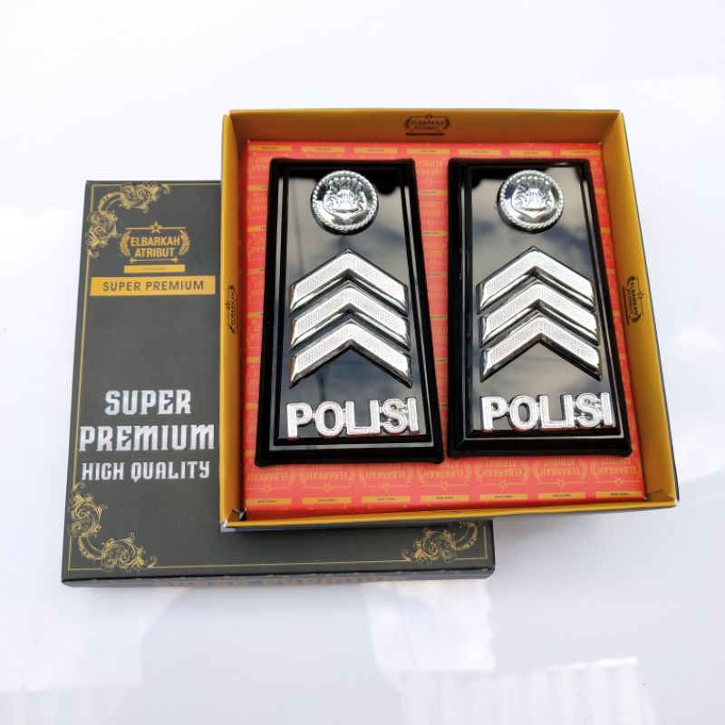 SATU PAKET HEMAT PANGKAT BRIGPOL MONOGRAM KEWENANGAN POLRI / ATRIBIT POLRI / FULAKRILIK GLOSY EXKLUSIVE PANGKAT POLISI BINTRARA