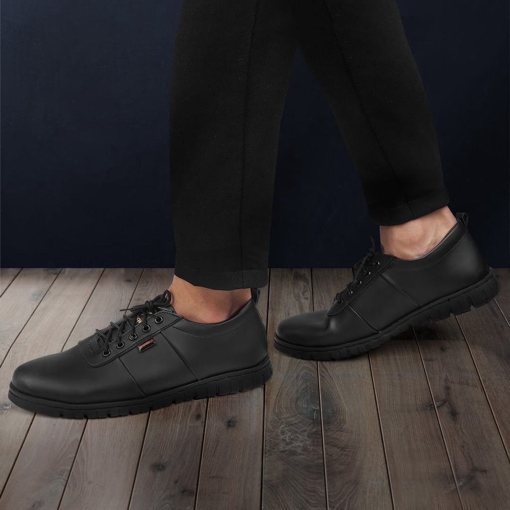 WIPAKA ORIGINAL - Sepatu Kasual Pria Hitam Kulit Kerja Formal Casual Pesta Kerja Kantor