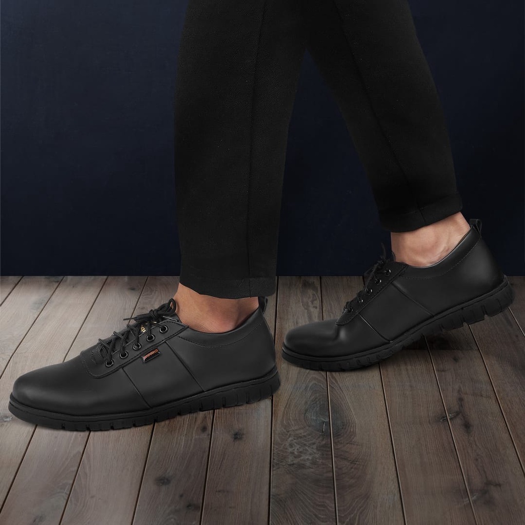 WIPAKA ORIGINAL - Sepatu Kasual Pria Hitam Kulit Kerja Formal Kasual Pesta Sepatu Sneakers Pria