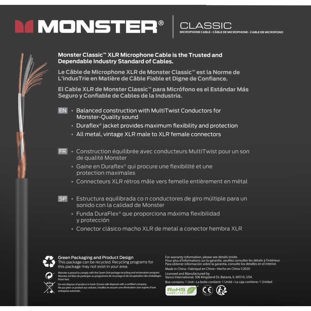 Monster® Prolink Monster Classic™ 30 ft Microphone Cable