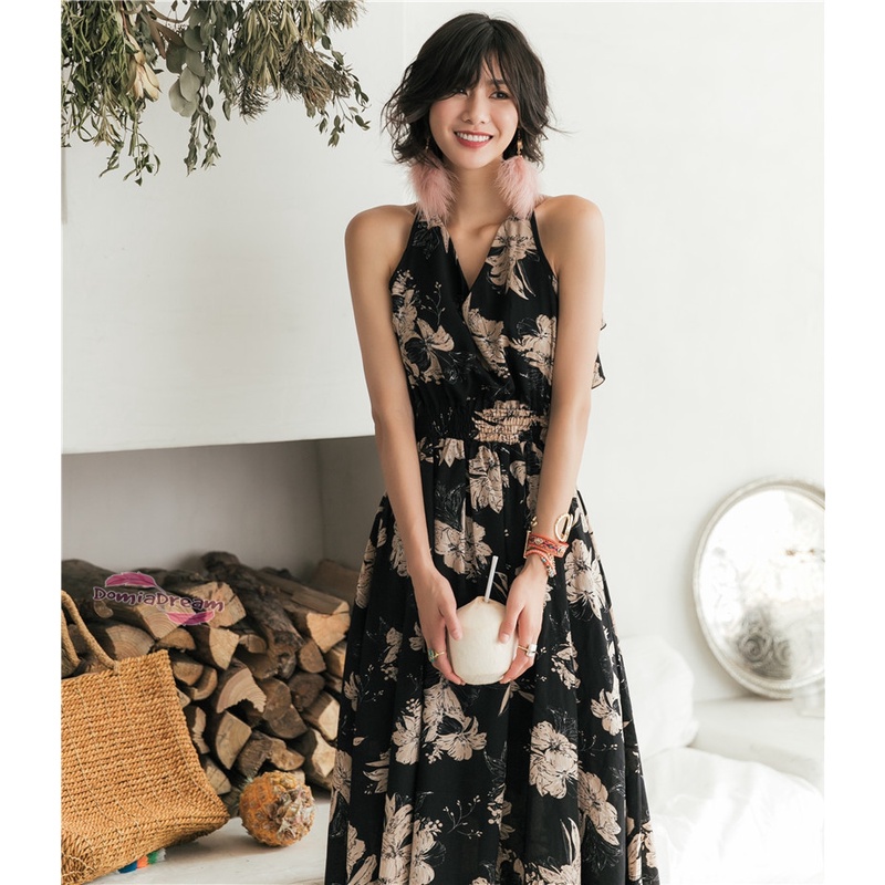 Image of Dress Halter Strap Beach Long Skirt #0