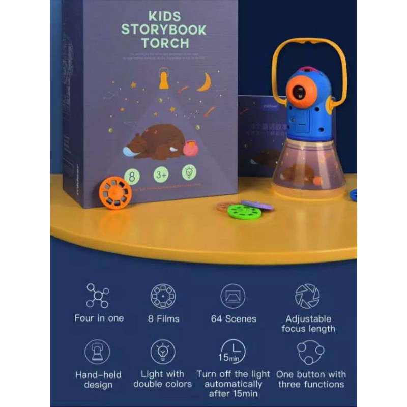 Mideer - Kids Storybook Torch ( Projector + Lampu Tidur + Story Theatre )