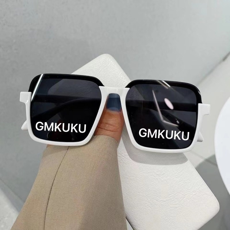 Kacamata Hitam Anti UV400 Semi Rimless Bentuk Kotak Besar LOGO GM KUKU Untuk Pria Dan Wanita