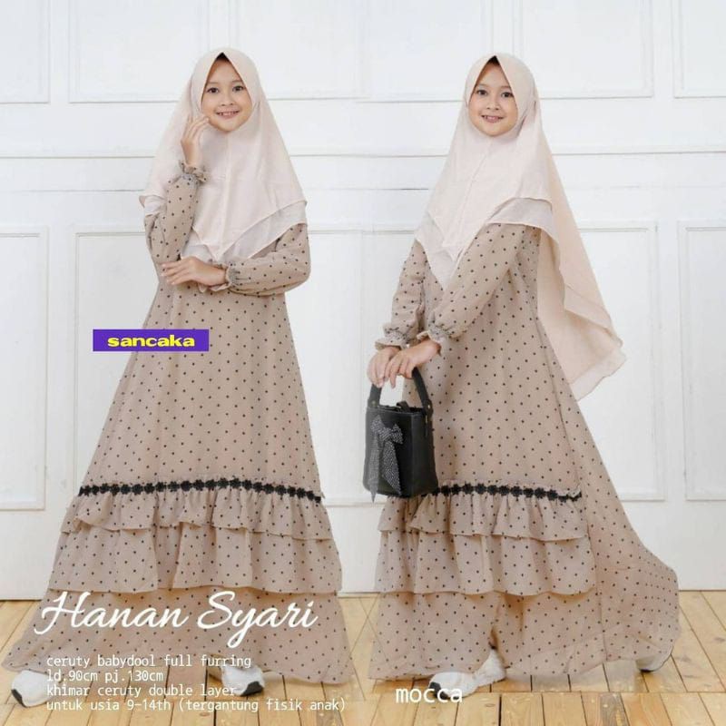 PAKAIAN ANAK REMAJA TANGGUNG GAMIS ANAK TANGGUNG/HANA SYARI KIDS/SYARI ANAK MUSLIMAH