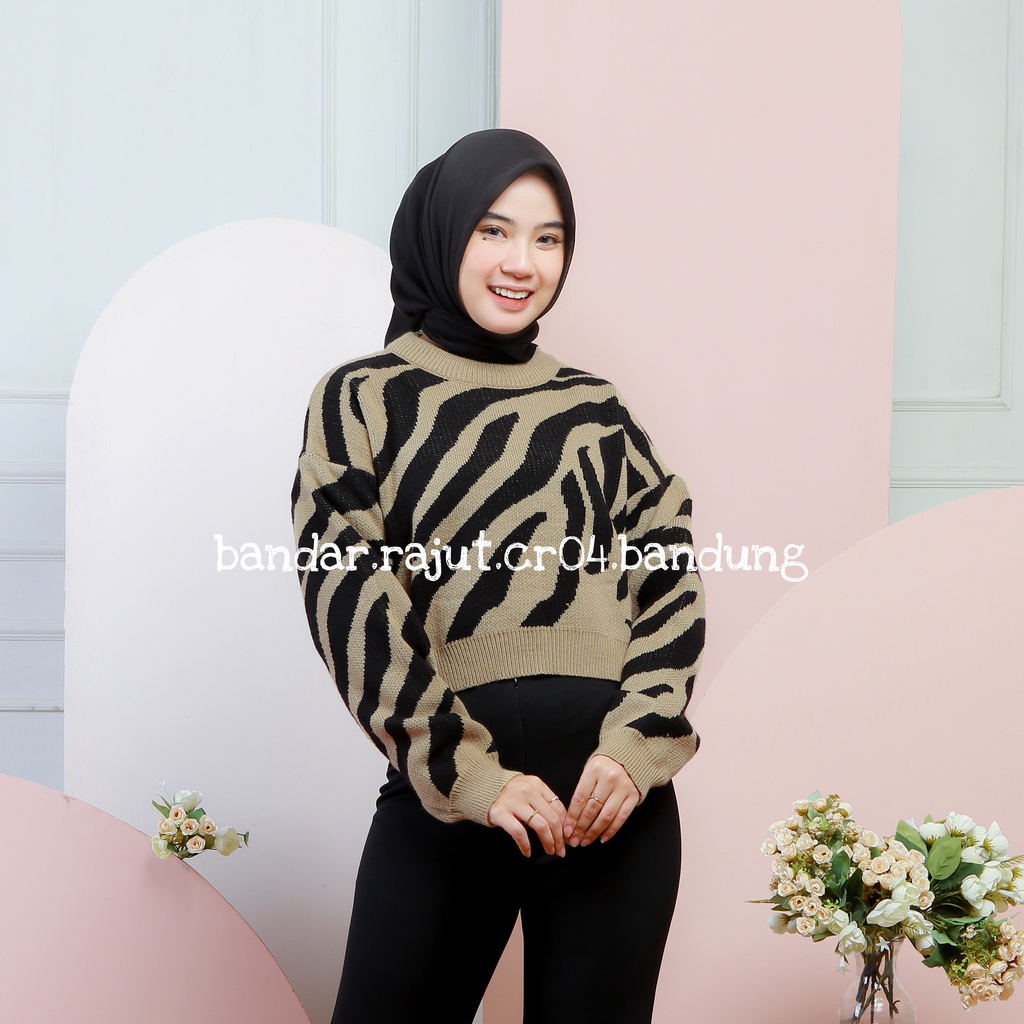 SWEATER CROP TOP LIVY RENATA MOTIF ZEBRA/BRANDED 7 GATE