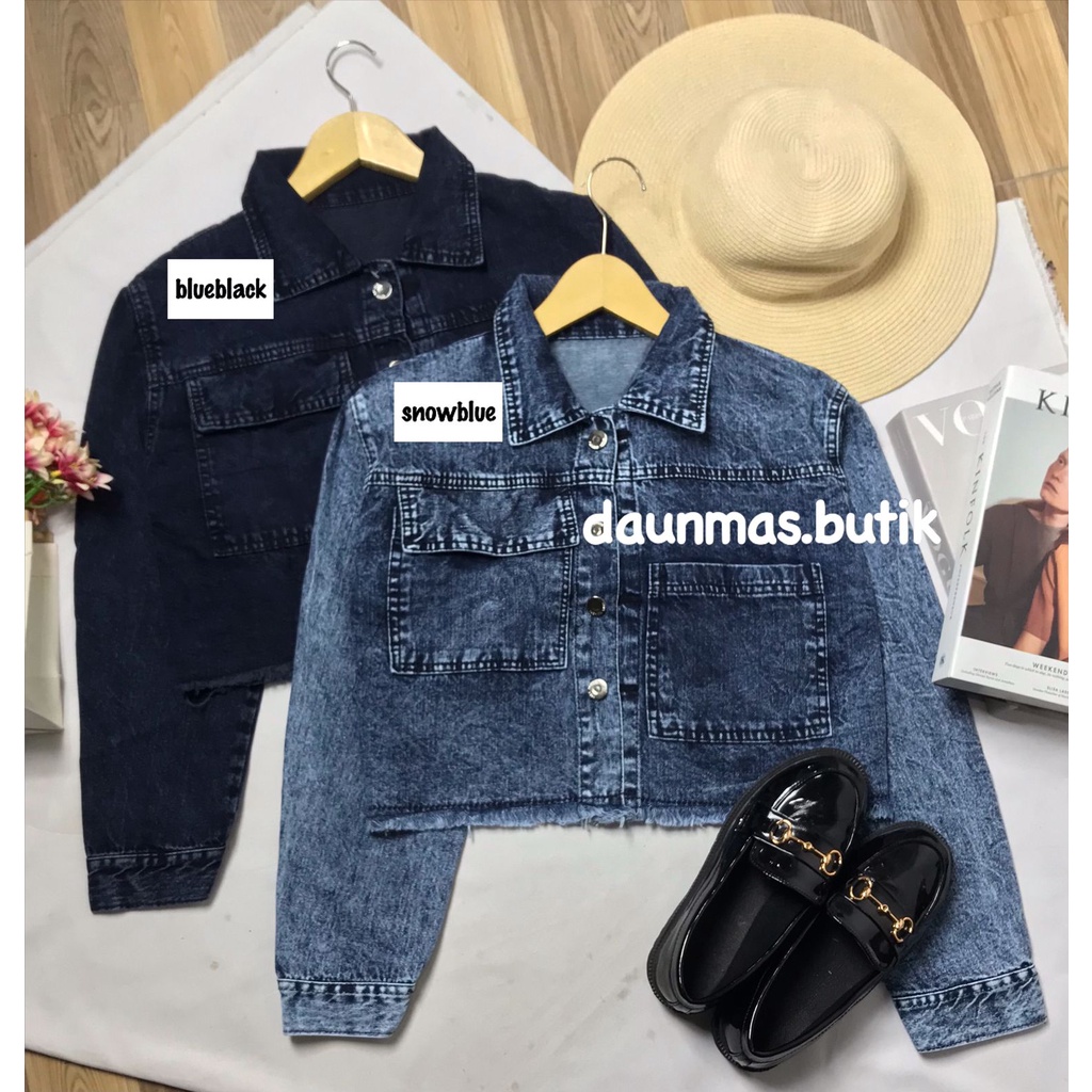 1KG MUAT 3PCS | GADIS CROP JAKET FRINGE JAKET DENIM CROPTY HITS OOTD ALA SELEBGRAM FASHION GROSIR WANITA TERMURAH