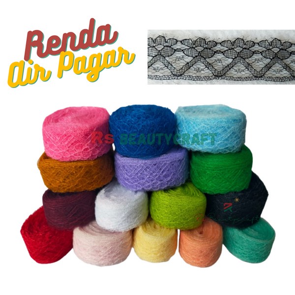 Renda air pagar rol murah grosir lebar 2 cm-pita renda kain roll bahan pinggiran jahit