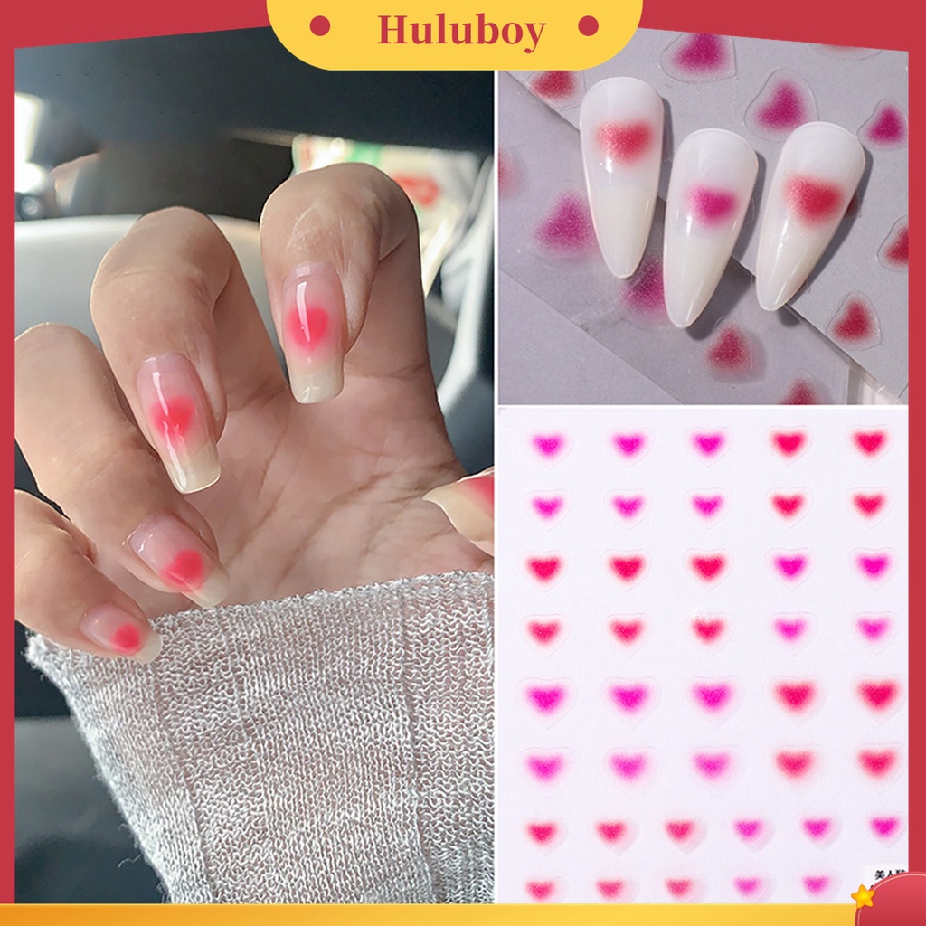 Huluboy Huluboy♡ Stiker Kuku 3D Warna Pink Gradasi Untuk Manicure