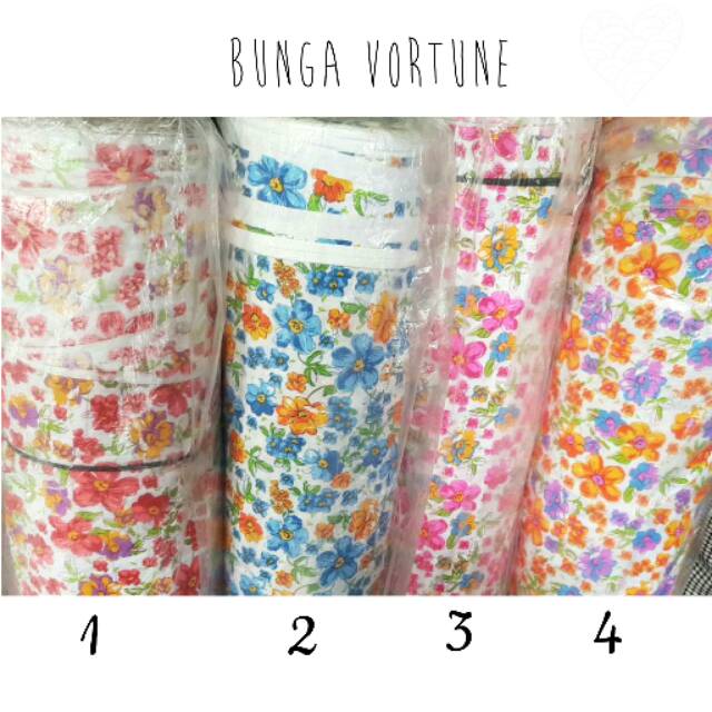 BAHAN KAIN KATUN MOTIF BUNGA VORTUNE / KAIN KATUN 30s MOTIF KEMBANG LUCU (YARD)