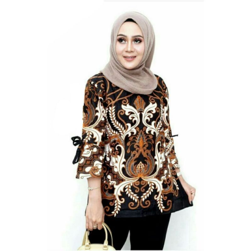 Atasan Batik Wanita M L XL XXL-B. Mahkota Putih