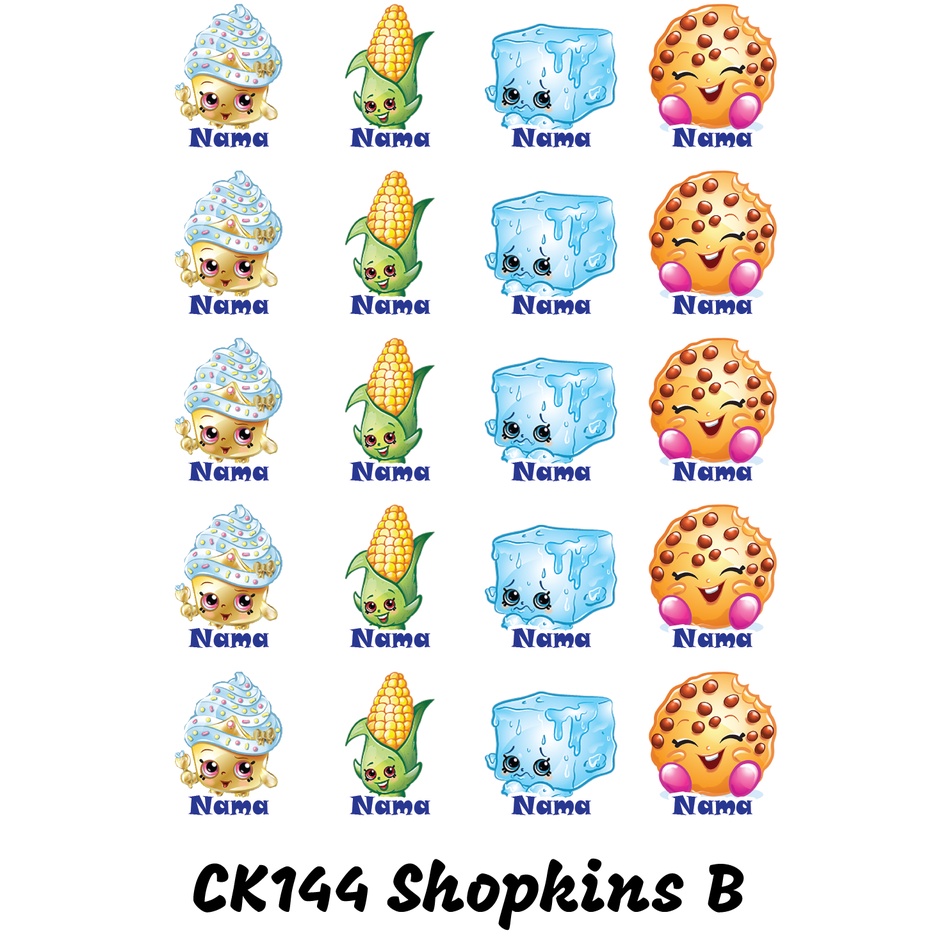 

Sticker Nama Cutting Label Waterproof Tahan Air Shopkins B (CK144)