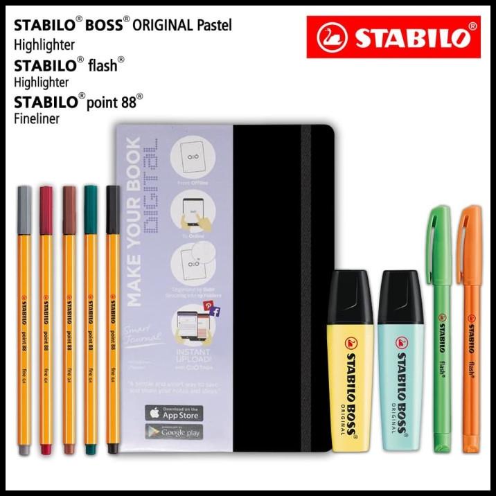 

Force | Study Kit - Stabilo Boss Pastel Flash Point 88 Pen + Jurnal Black