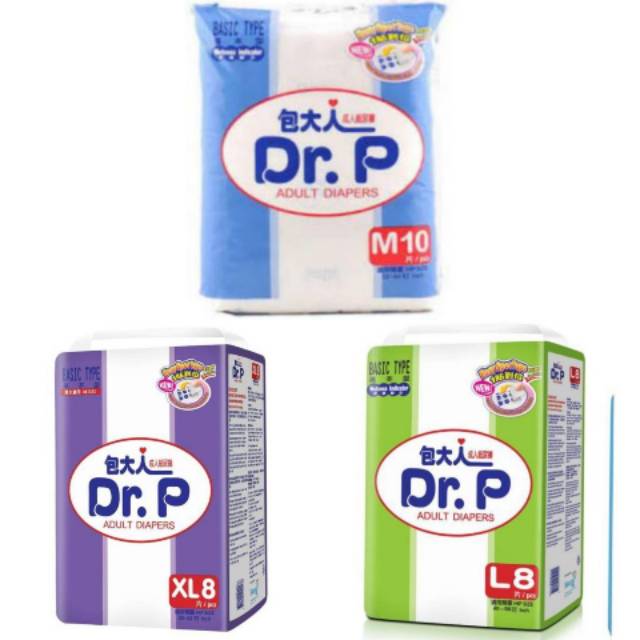 Dr P Basic Adult diapers M10 L8 XL8