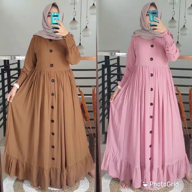 gamis muslim terbaru plain maxy // plain dress // maxy Dress// Maxi dress//bisa COD// gamis kancing 