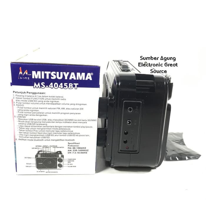 Radio Bluetooth MS4045BT Mitsuyama Senter Mp3 Player USB SD TF Jernih