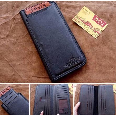 Jualan Dompet Import Levis Panjang Cowok Cewek Branded Wanita Pria - Hitam Bergaransi