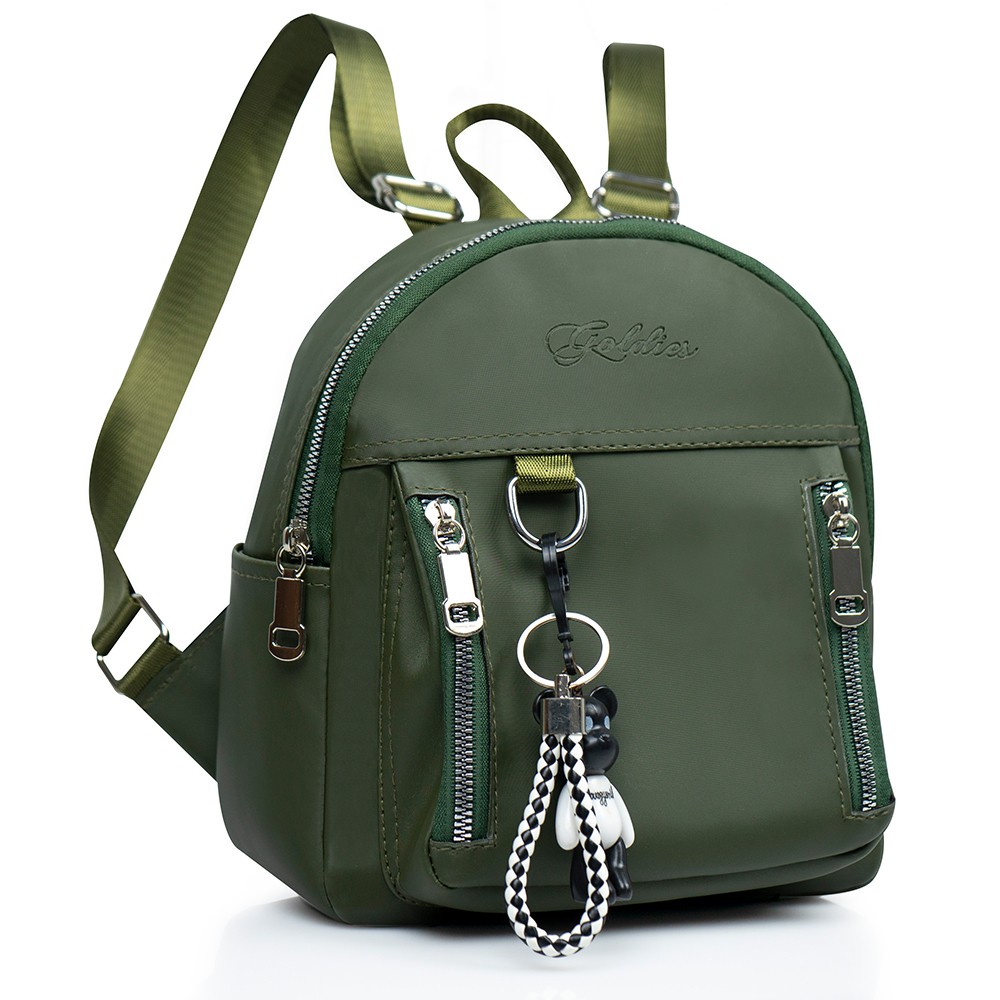 Goldies Tas Ransel Wanita Mini Style Korea Import Tas Backpack Mini Anti Air Free Gantungan-Hijau Goldies
