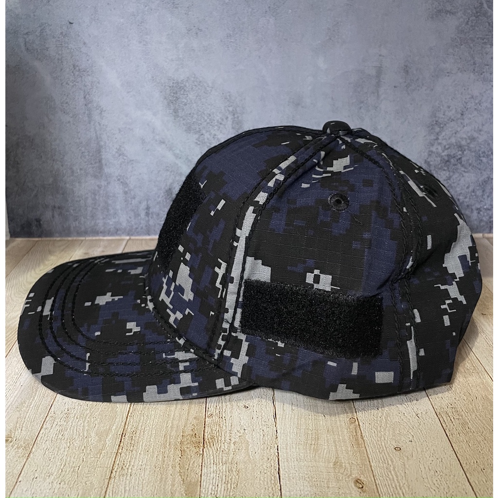 Topi Tactical Loreng Topi Velcro - Velcro Loreng Navy Seals Army Biru