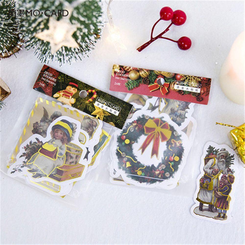 Solighter 24Pcs Merry Christmas Stiker Berkah Sticker Diary Album Dekorasi Scrapbooking Label