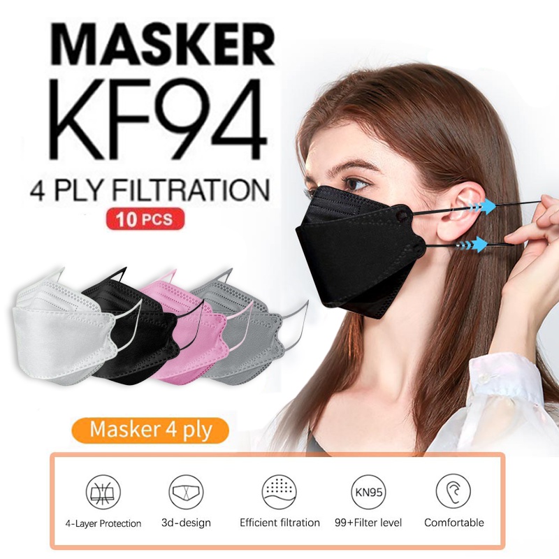 Termurah Masker Kf94 isi 10pcs 4ply Original Pilihan Warna Masker Face Mask Masker Earloop Disposable Mask