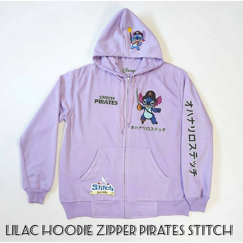 Hoodie Lilac Pirates Stitch, Hoodie Zipper lilac lilo stitch